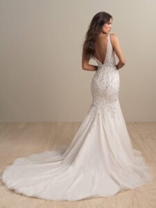 fitted wedding dress, wedding dress with sparkle, low back wedding dress